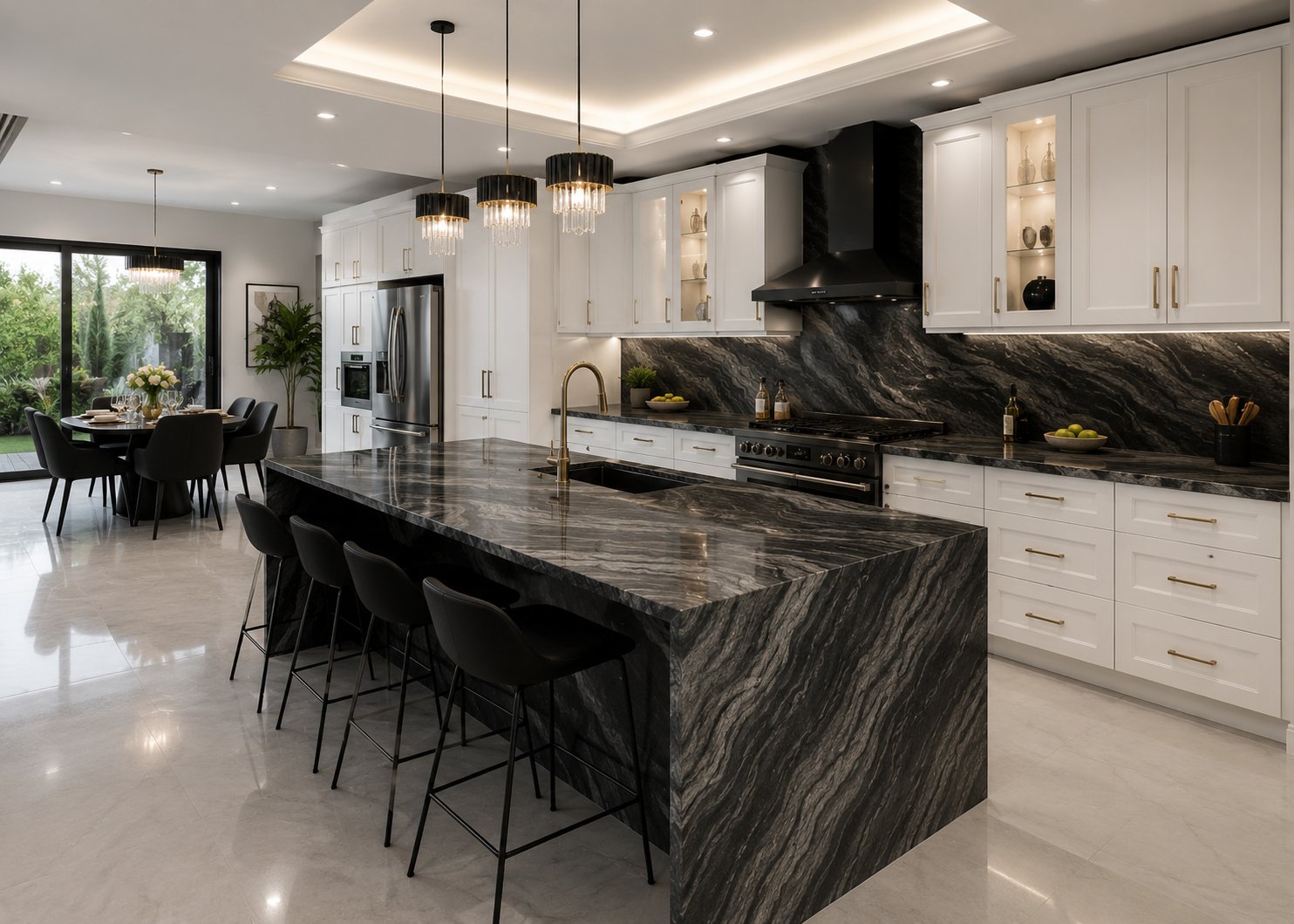 Forest Gray Marble surface detail - Marble Fort