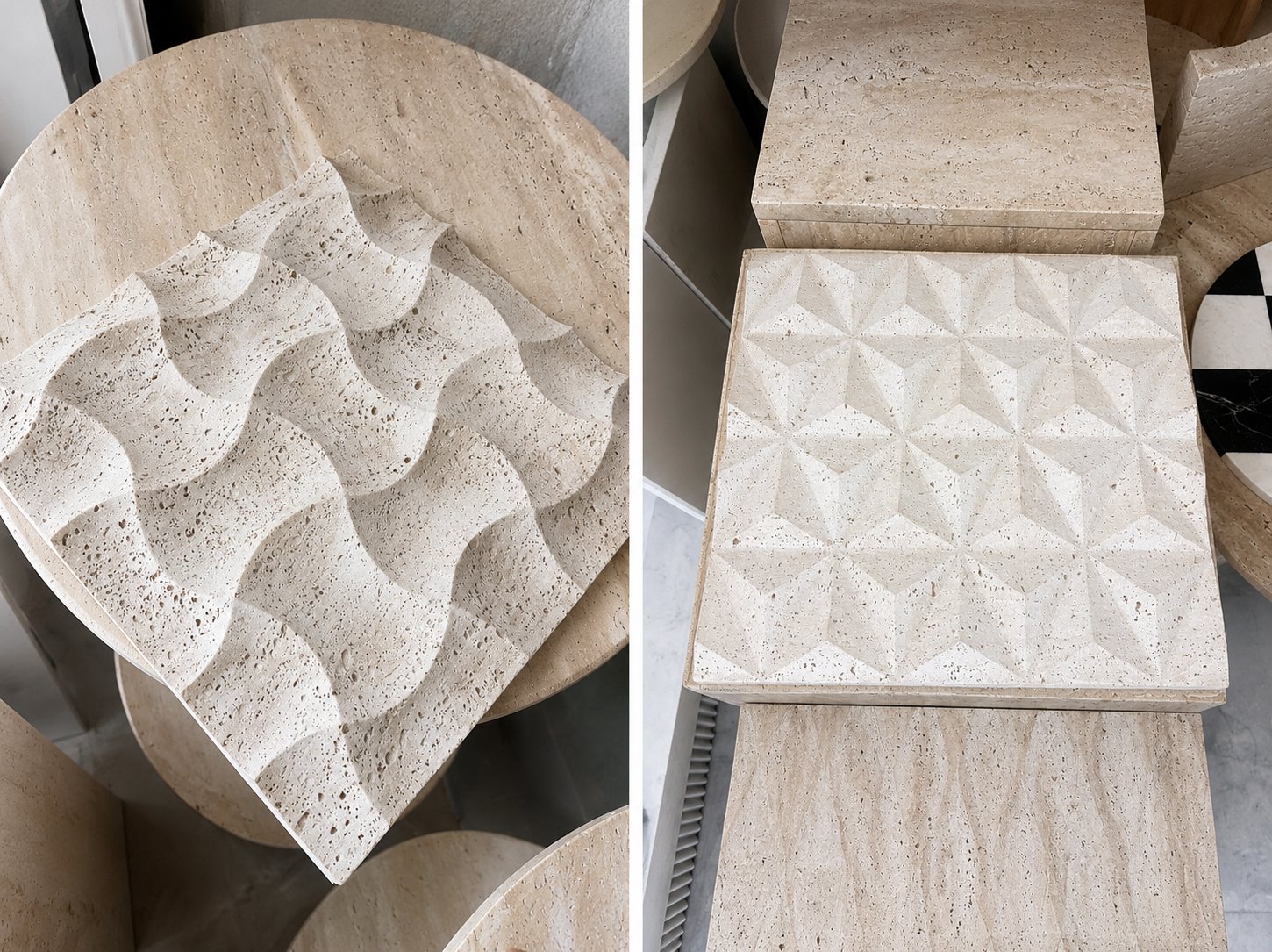 Travertine CNC Work texture close-up
